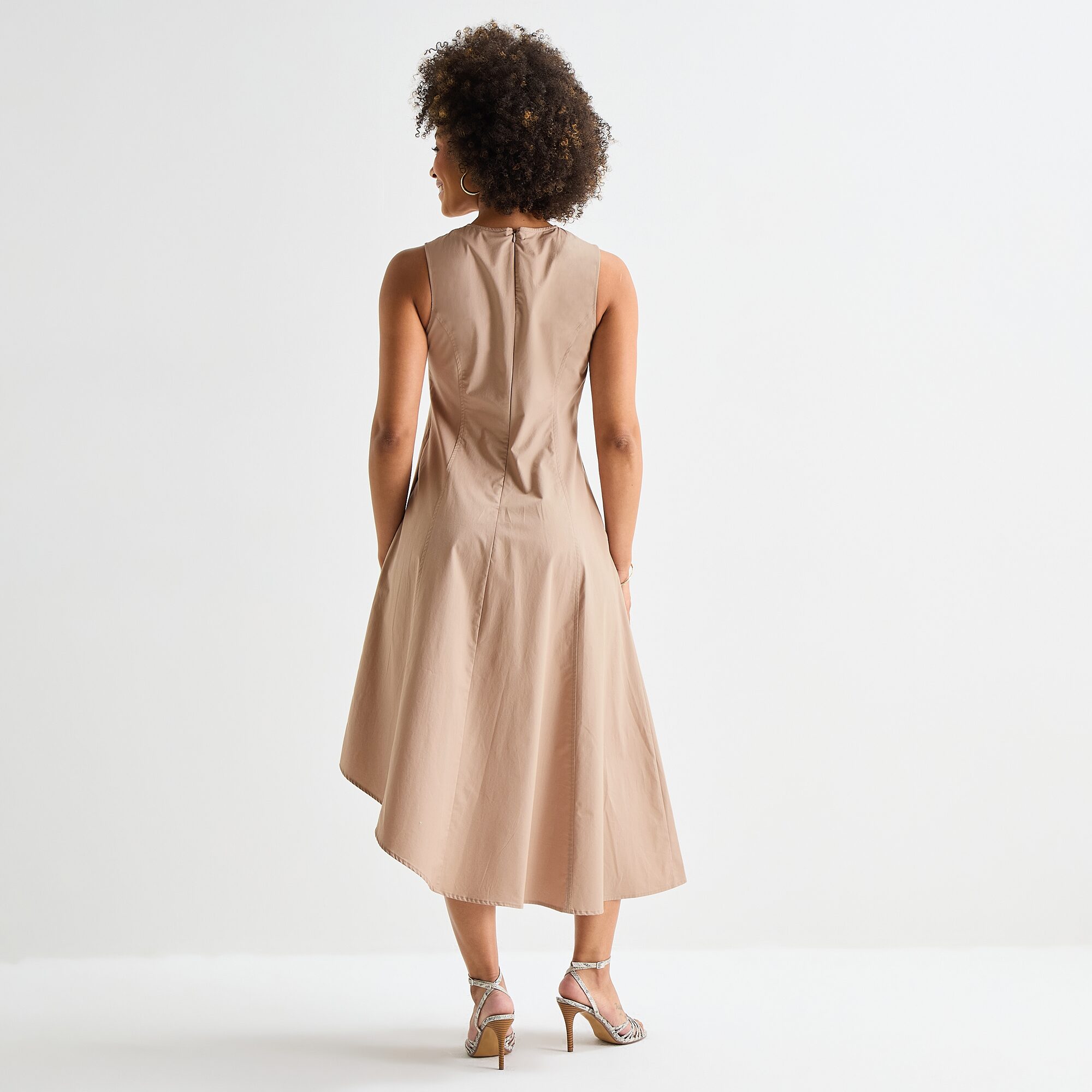 Worthington Womens Round Neck Sleeveless Fit + Flare Dress