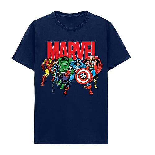 Mens Crew Neck Short Sleeve Regular Fit Marvel Graphic T-Shirt, Small, Blue