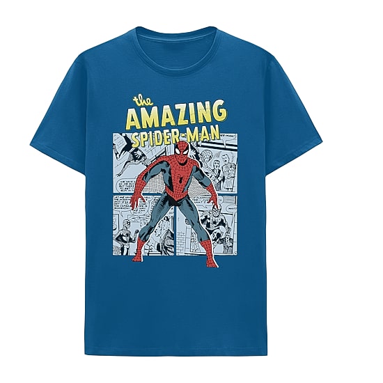 Mens Crew Neck Short Sleeve Classic Fit Spiderman Big and Tall Graphic T-Shirt
