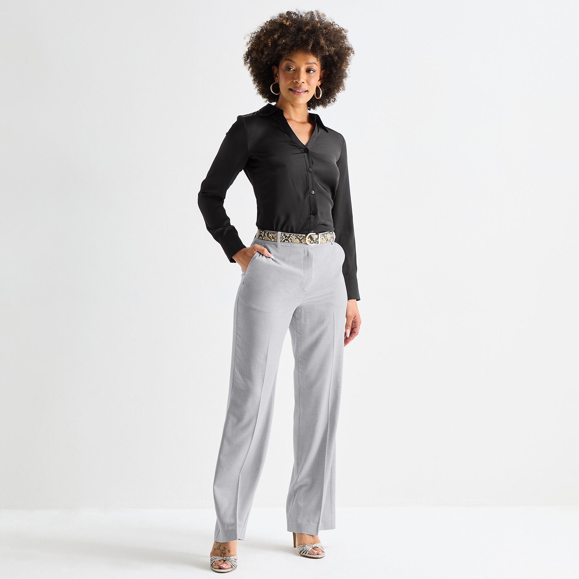 Worthington Womens Long Sleeve Slim Fit Blouse