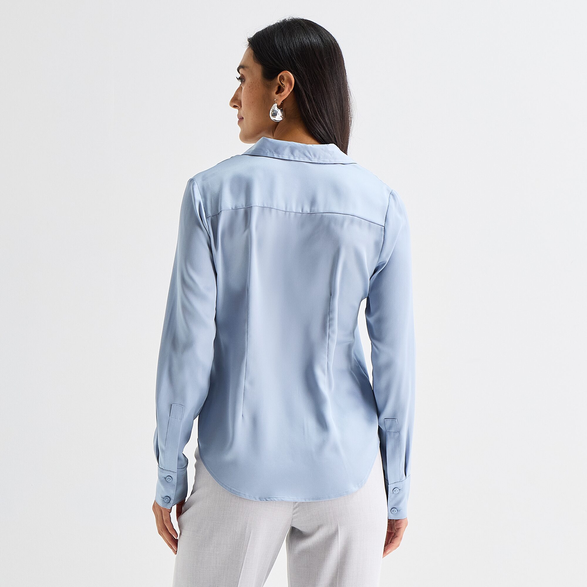 Worthington Womens Cuffed Long Sleeve Slim Fit Button-Down Shirt