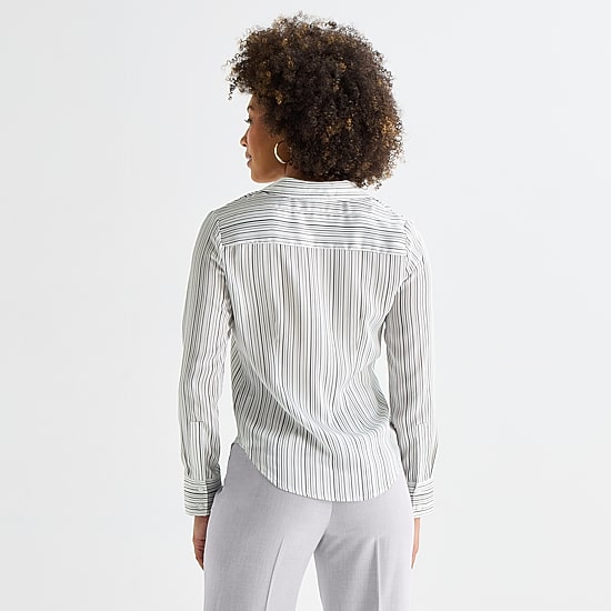 Worthington Womens Cuffed Long Sleeve Slim Fit Button-Down Shirt