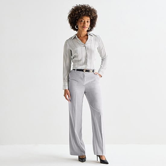 Worthington Womens Cuffed Long Sleeve Slim Fit Button-Down Shirt
