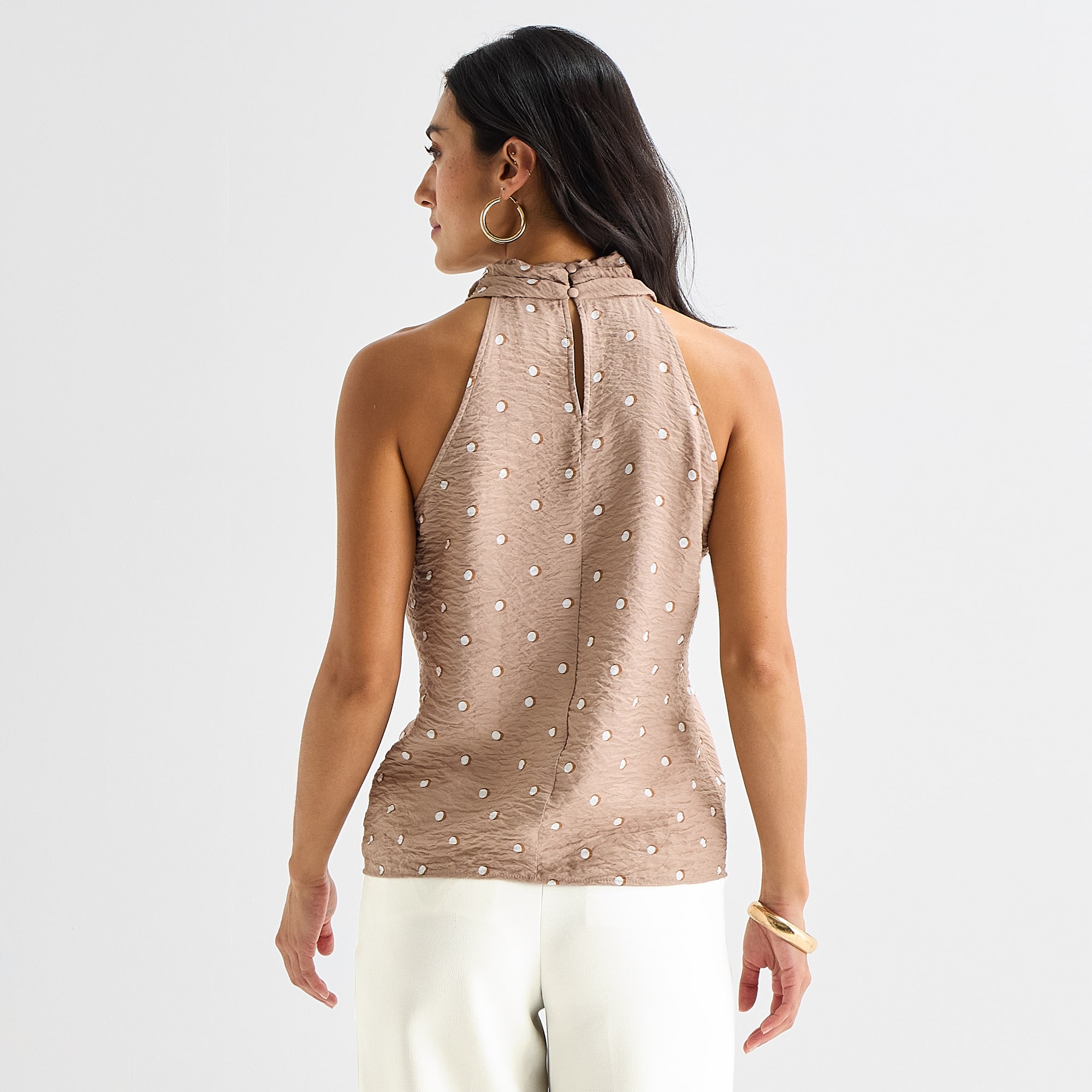 Worthington Womens Halter Neck Sleeveless Blouse