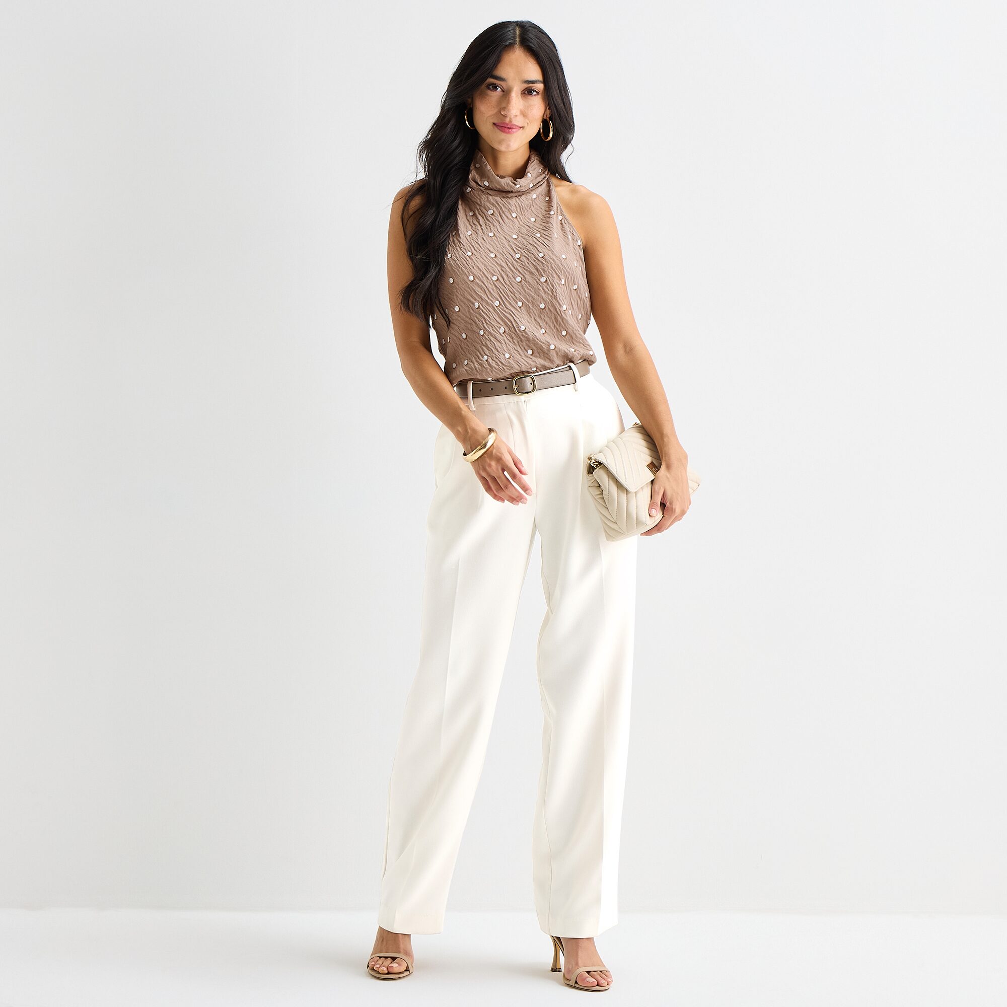 Worthington Womens Halter Neck Sleeveless Blouse