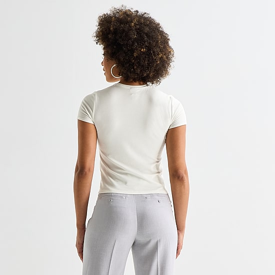 Worthington Womens Crew Neck Short Sleeve T-Shirt