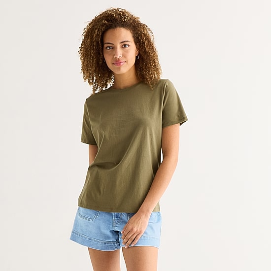 A.N.A Womens Round Neck Short Sleeve T-Shirt