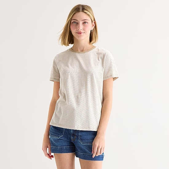 a.n.a Womens Round Neck Short Sleeve T-Shirt