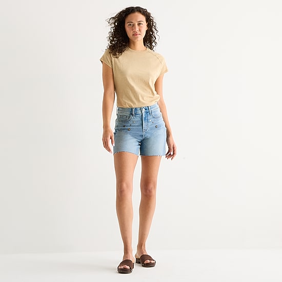 A.N.A Embellished Womens High Rise 5" Denim Short