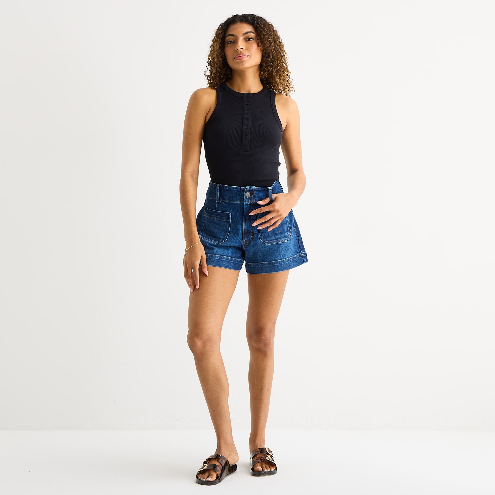 a.n.a Patch Pocket Womens Highest Rise 4" Denim Short