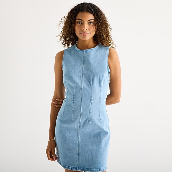 a.n.a Womens Crew Neck Sleeveless Sheath Dress