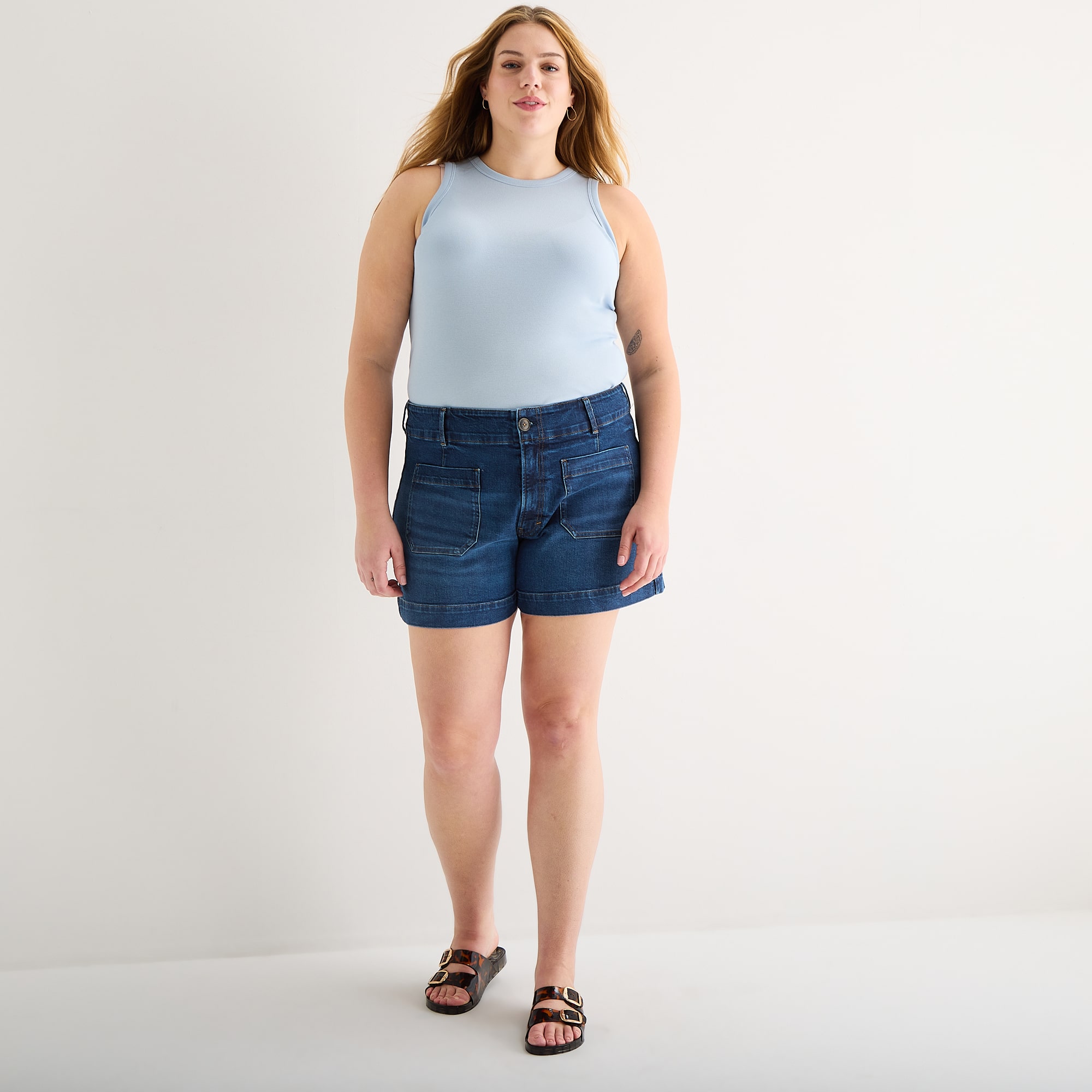 a.n.a Patch Pocket Womens Plus Highest Rise 5" Denim Short