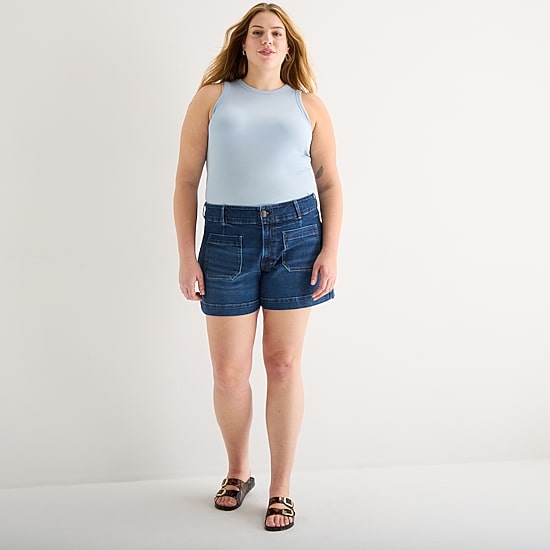 A.N.A Patch Pocket Womens Plus Highest Rise 5" Denim Short