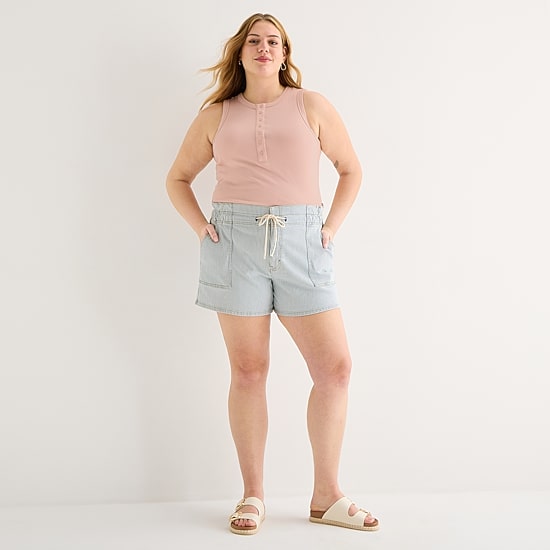 A.N.A Utility Womens Plus 5" Highest Rise Denim Short