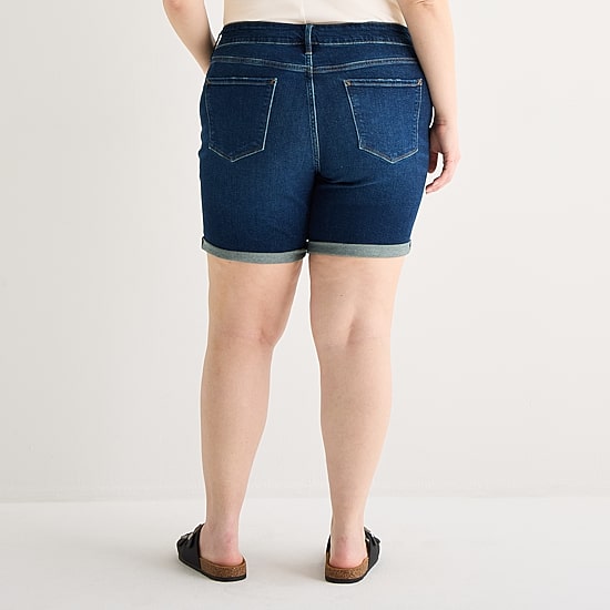 A.N.A Womens Plus High Rise 5" Denim Short