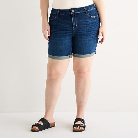 A.N.A Womens Plus High Rise 5" Denim Short