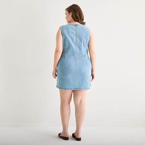 a.n.a Womens Plus Round Neck Sleeveless Sheath Dress