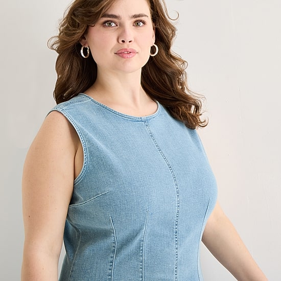 a.n.a Womens Plus Round Neck Sleeveless Sheath Dress