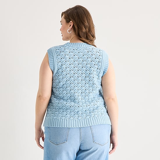 A.N.A Womens Plus Crew Neck Sweater Vest