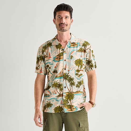 St. John's Bay Mens Short Sleeve Camp Shirt