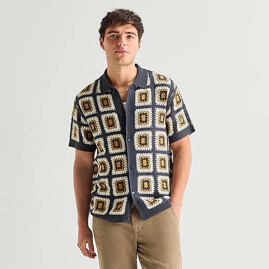 Arizona Mens Short Sleeve Button Polo Sweater