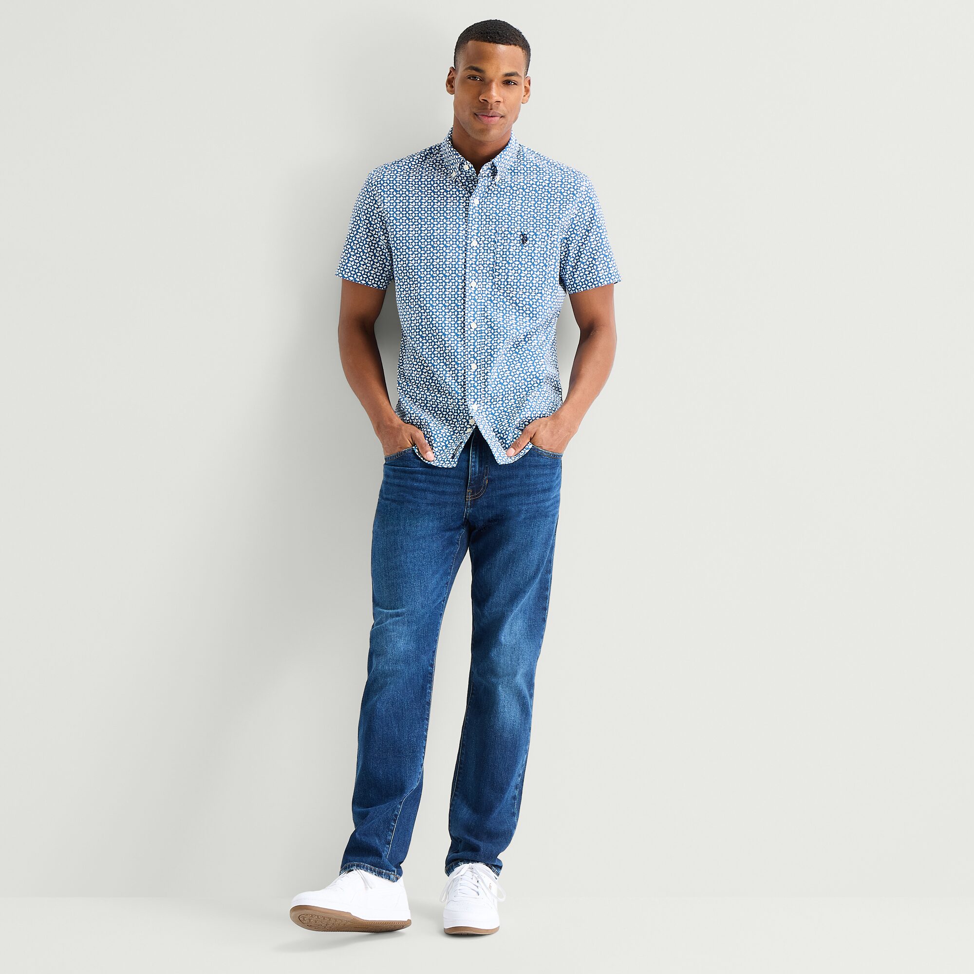 U.S. Polo Assn. Mens Short Sleeve Classic Fit Embroidered Button-Down Shirt