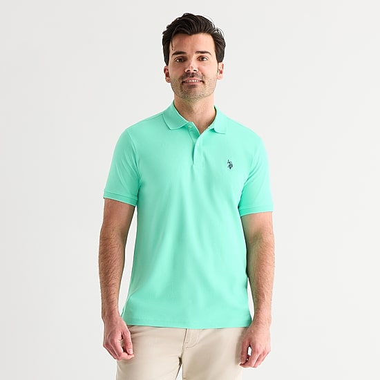 U.S. Polo Assn. Interlock Pique Mens Classic Fit Short Sleeve Polo Shirt