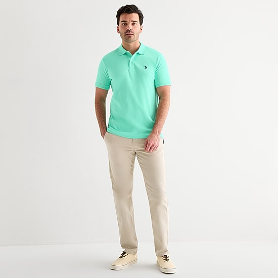 U.S. Polo Assn. Interlock Pique Mens Classic Fit Short Sleeve Polo Shirt