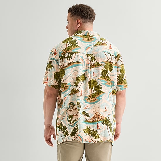 St. John's Bay Button-Down Mens Short Sleeve Big and Tall Camp Shirt