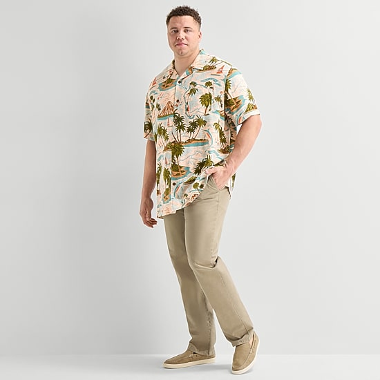 St. John's Bay Button-Down Mens Short Sleeve Big and Tall Camp Shirt