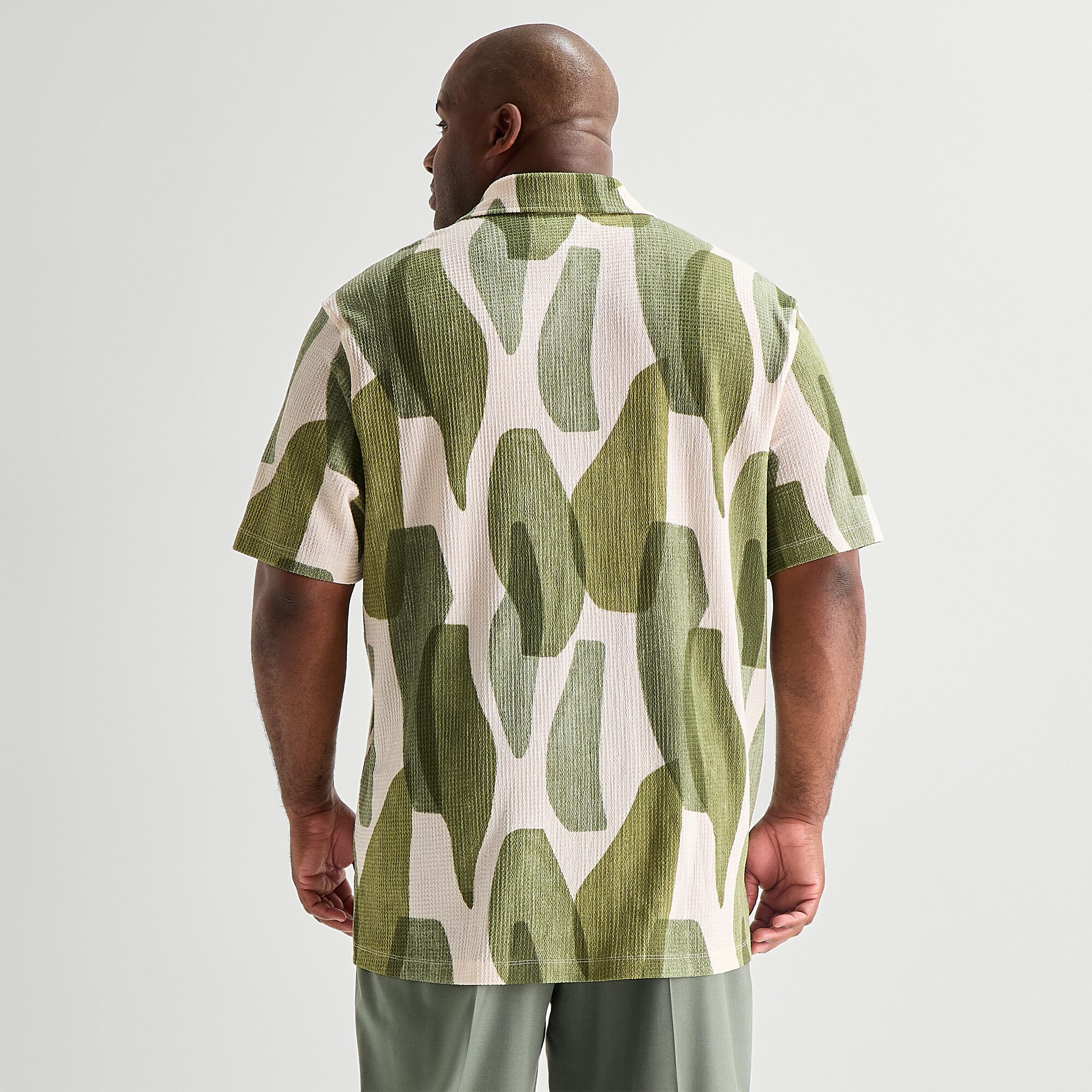 J. Ferrar Mens Short Sleeve Big and Tall Camp Shirt