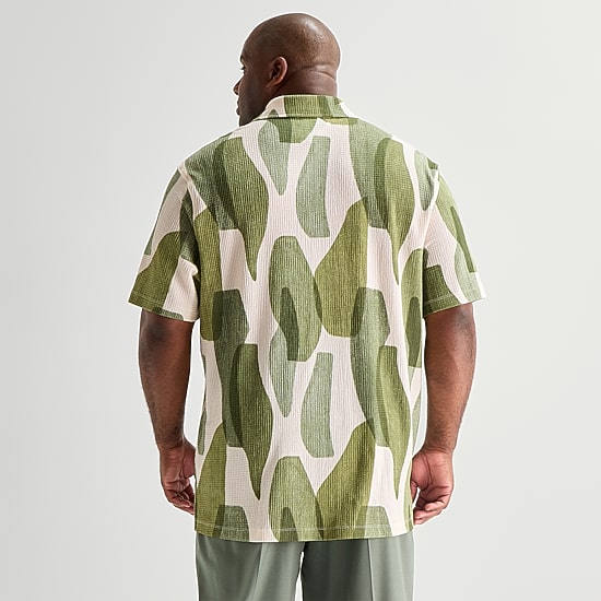 J. Ferrar Mens Short Sleeve Big and Tall Camp Shirt