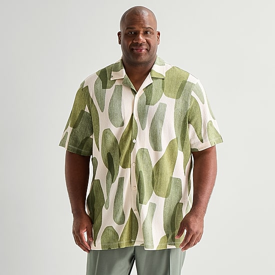 J. Ferrar Mens Short Sleeve Big and Tall Camp Shirt