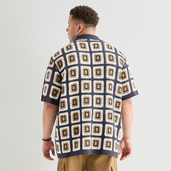 Arizona Big and Tall Mens Short Sleeve Button Polo Sweater