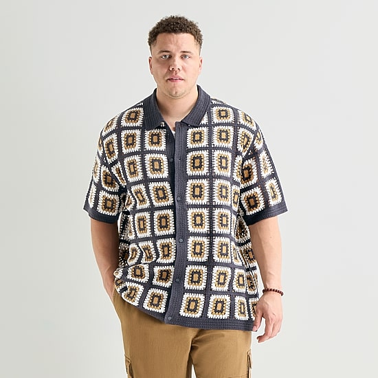 Arizona Big and Tall Mens Short Sleeve Button Polo Sweater