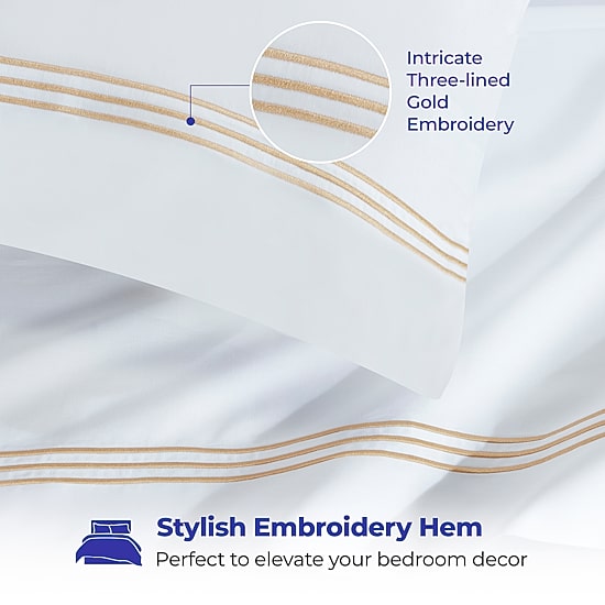 SUPERIOR® Brandon Embroidered Cotton Modern 320tc Deep Pocket Sheet Set