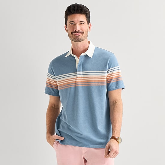 St. John's Bay Rugby Mens Classic Fit Short Sleeve Polo Shirt