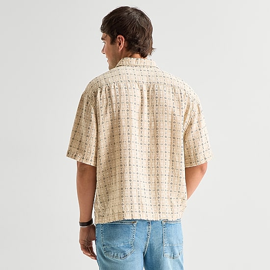 Arizona Mens Short Sleeve Regular Fit Button-Down Shirt