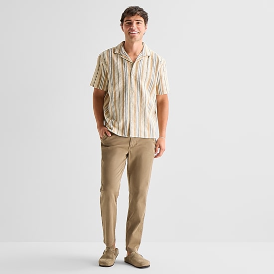 Arizona Mens Short Sleeve Regular Fit Button-Down Shirt