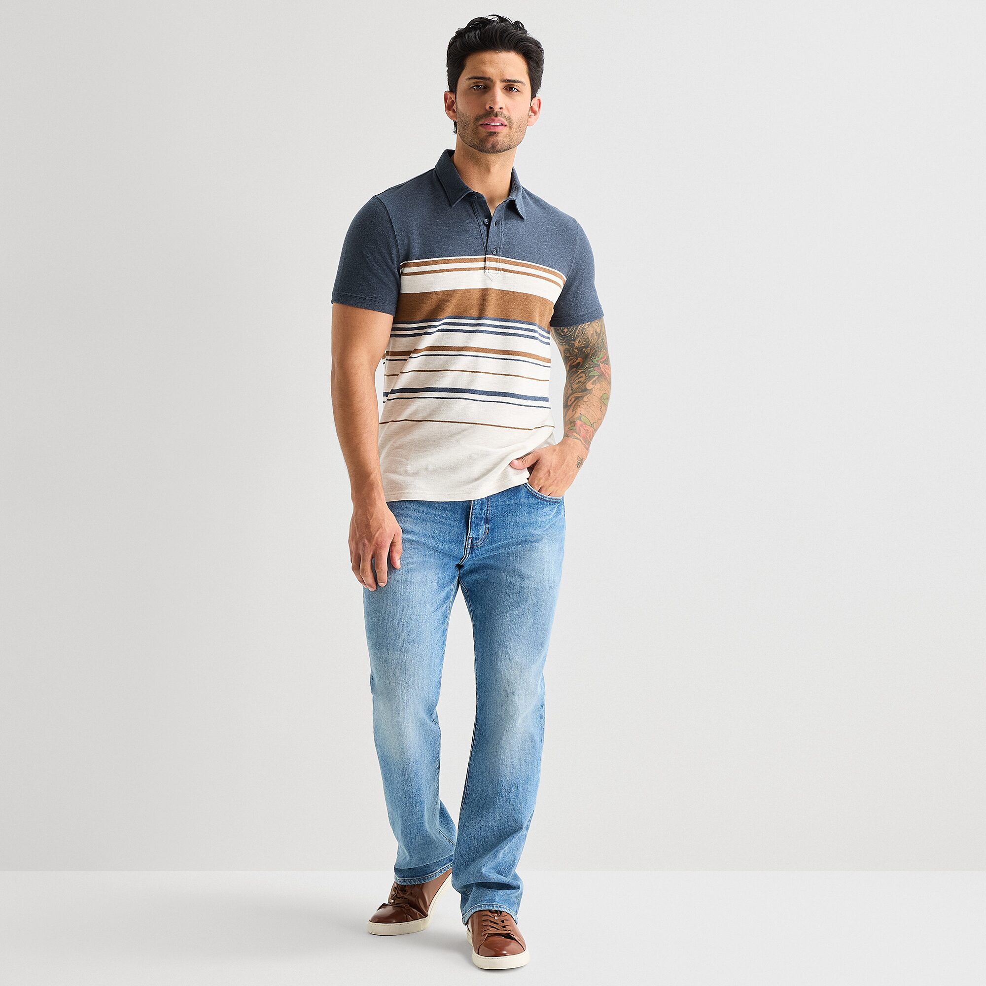 mutual weave Mens Regular Fit Short Sleeve Polo Shirt