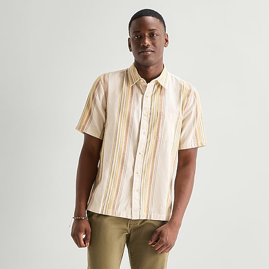 mutual weave Mens Short Sleeve Classic Fit Button-Down Shirt