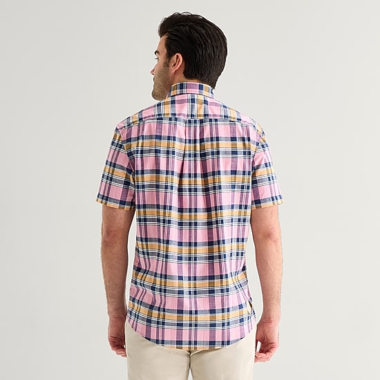 U.S. Polo Assn. Plaid Mens Short Sleeve Classic Fit Stretch Fabric Button-Down Shirt
