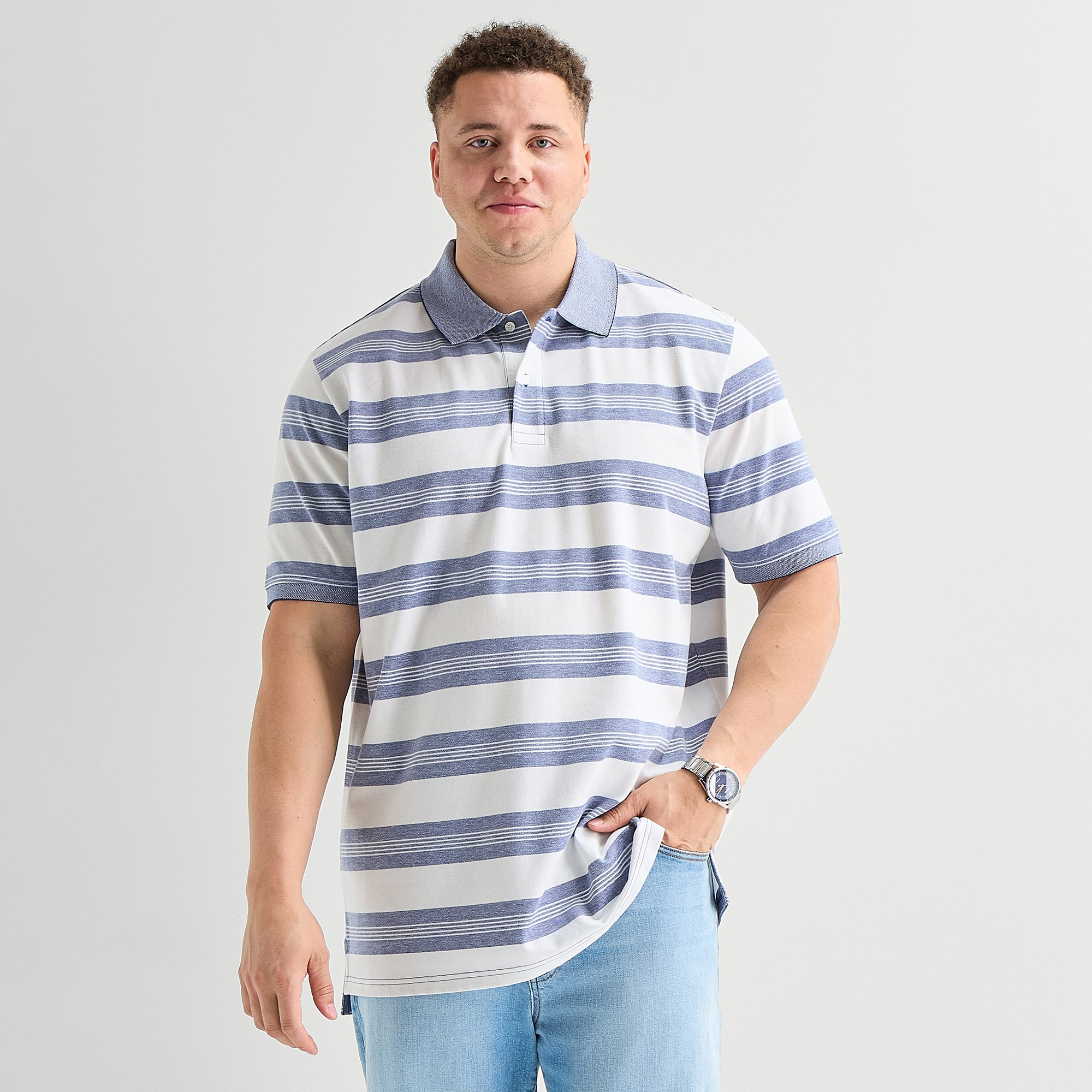 St. John's Bay Essential Oxford Big and Tall Mens Classic Fit Short Sleeve Polo Shirt