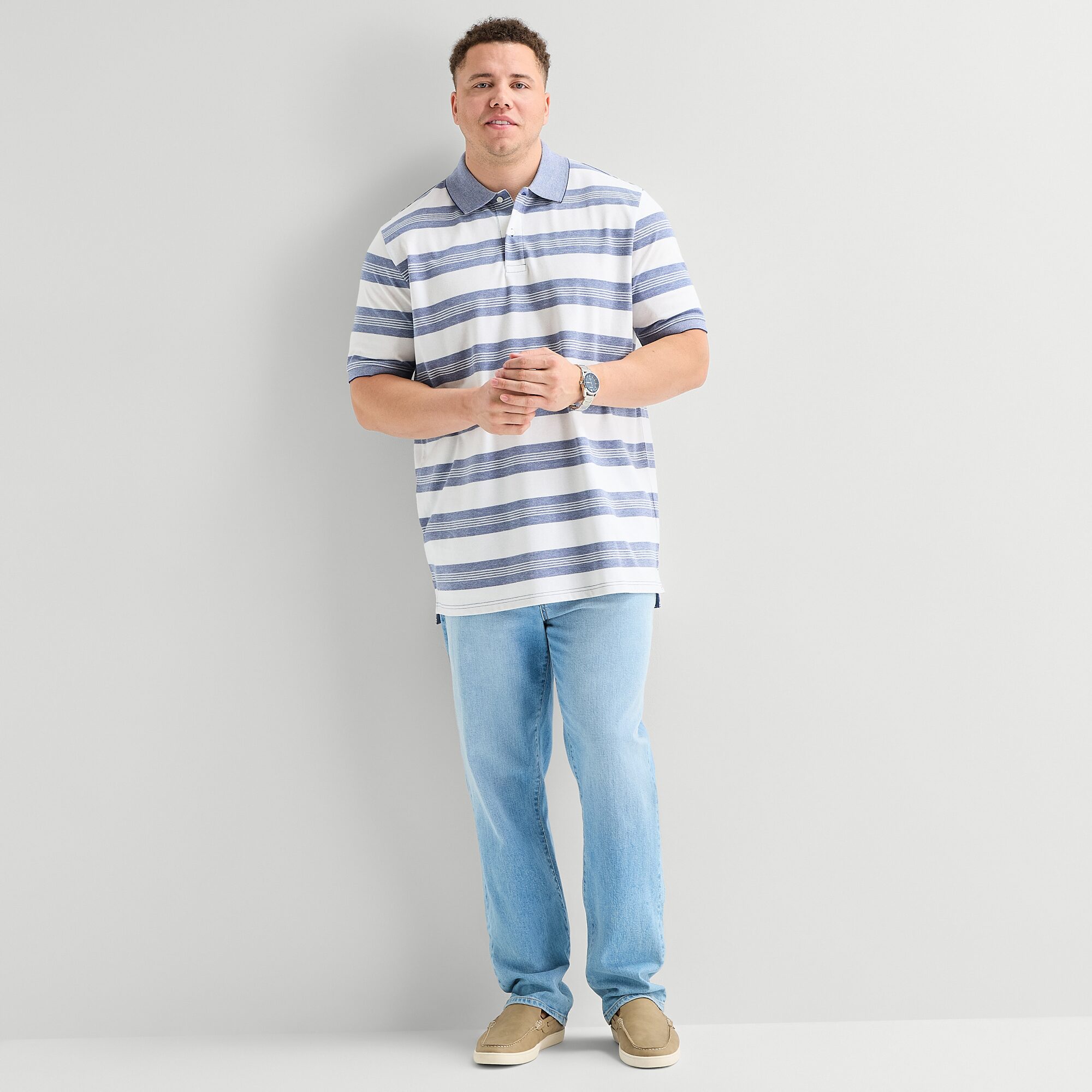 St. John's Bay Essential Oxford Big and Tall Mens Classic Fit Short Sleeve Polo Shirt