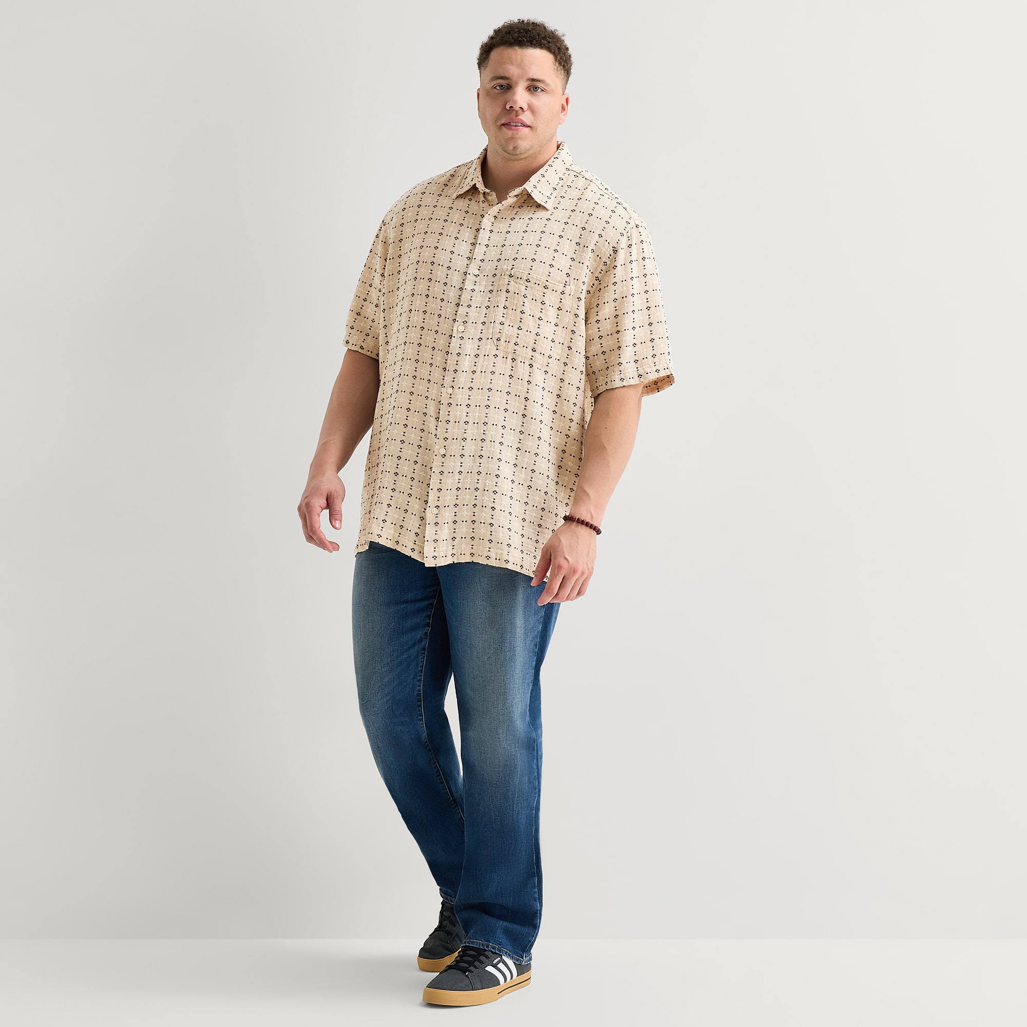 Arizona Mens Short Sleeve Classic Fit Big and Tall Button-Down Shirt