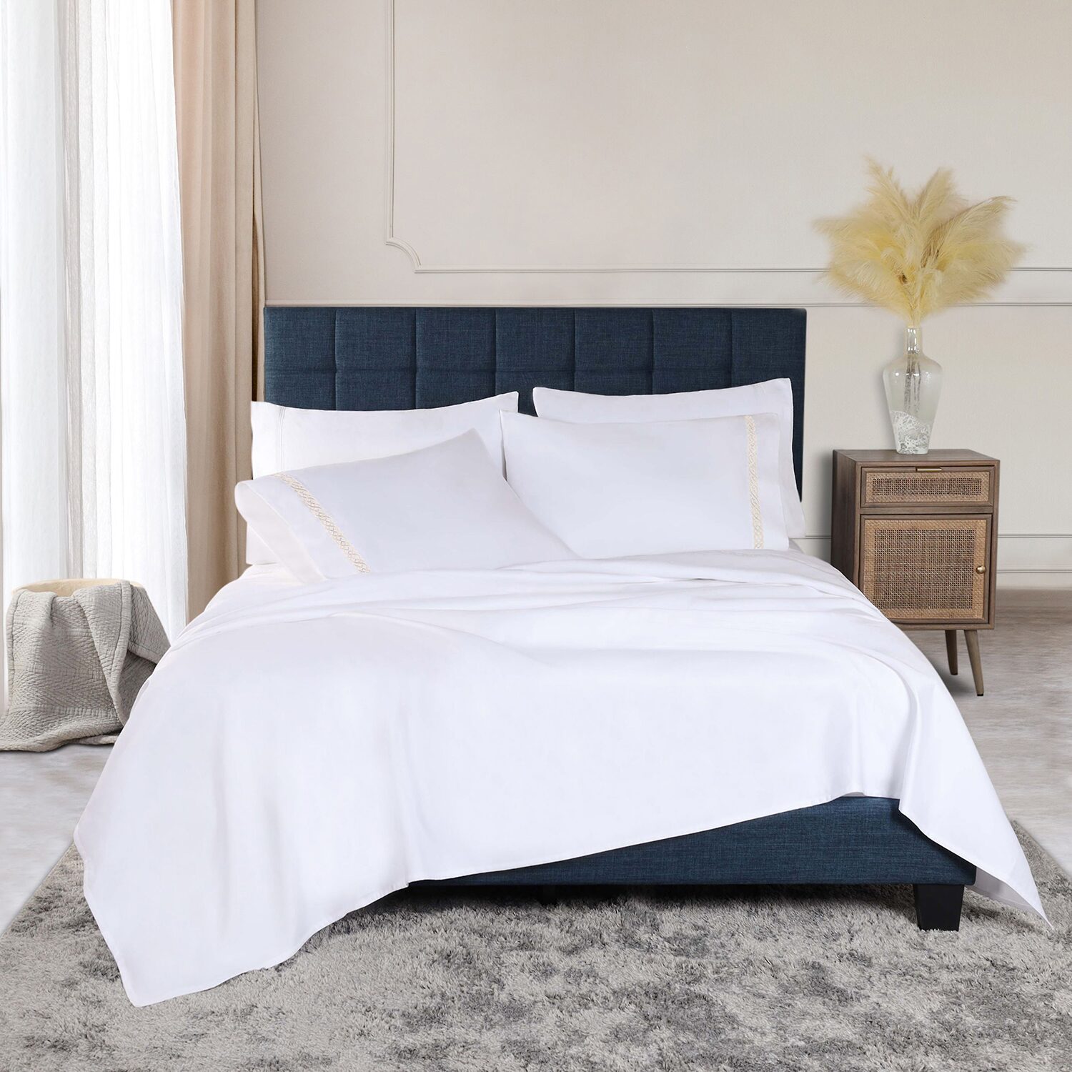 SUPERIOR® Egyptian Cotton Embroidered 1000tc Deep Pocket Sheet Set