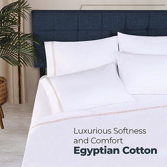 SUPERIOR® Egyptian Cotton Embroidered 1000tc Deep Pocket Sheet Set