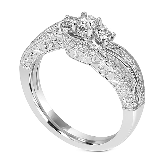 Love Lives Forever Womens 1/2 CT. T.W. Natural White Diamond 14K Gold 3-Stone Engagement Ring