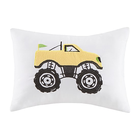 Intelligent Design Gavin Monster Truck Reversible Quilt Set With Throw Pillow