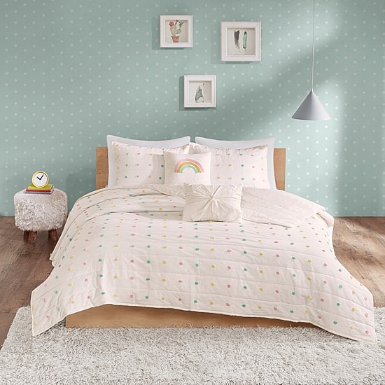 Urban Habitat Kids Ensley Pom Pom 100% Cotton Jacquard Quilt Set With Throw Pillows